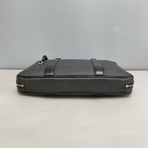 Bvlgari Briefcase Calfskin Coated Canvas Grey Black