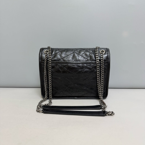 Yves Saint Laurent Baby Niki Messenger Pull Up Leather Black