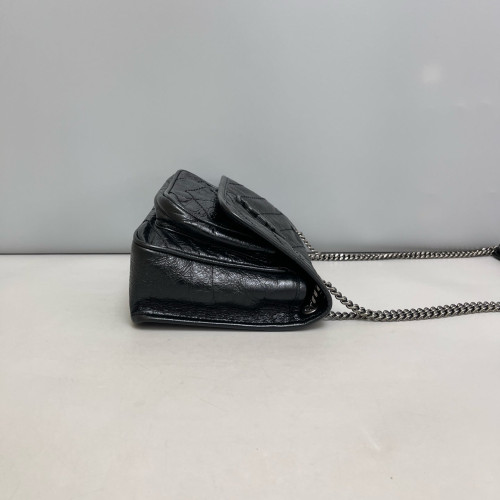 Yves Saint Laurent Baby Niki Messenger Pull Up Leather Black