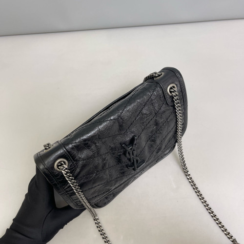 Yves Saint Laurent Baby Niki Messenger Pull Up Leather Black