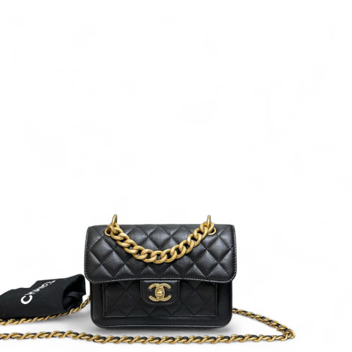 Chanel Quilted Flap Bag Calfskin Black