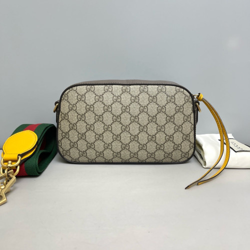 Gucci Web Neo Vintage Shoulder Bag GG Supreme Monogram Beige Brown Yellow