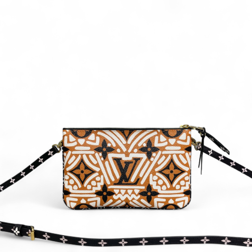 Louis Vuitton Double Zip Pochette Monogram Giant Orange White Black