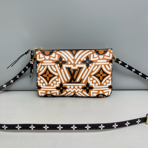 Louis Vuitton Double Zip Pochette Monogram Giant Orange White Black