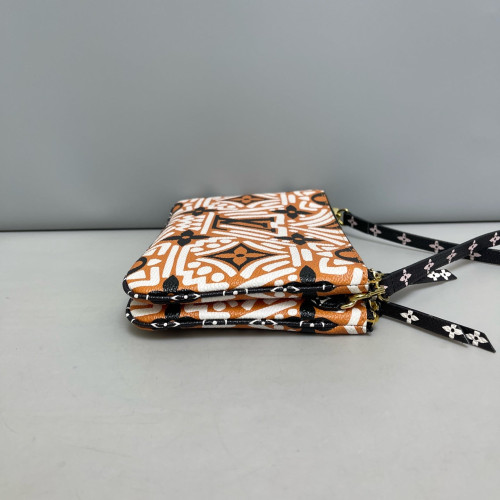 Louis Vuitton Double Zip Pochette Monogram Giant Orange White Black