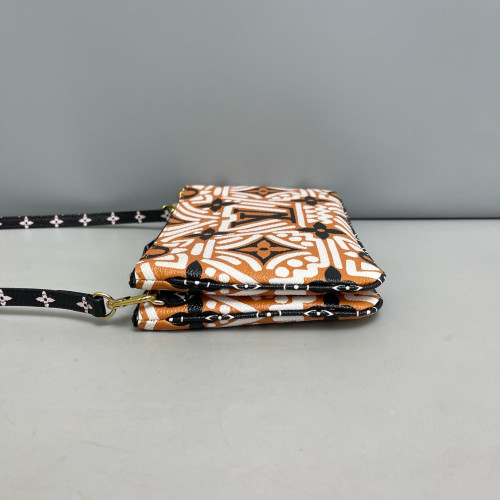 Louis Vuitton Double Zip Pochette Monogram Giant Orange White Black
