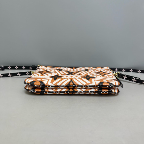 Louis Vuitton Double Zip Pochette Monogram Giant Orange White Black