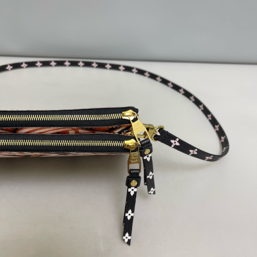Louis Vuitton Double Zip Pochette Monogram Giant Orange White Black