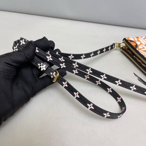 Louis Vuitton Double Zip Pochette Monogram Giant Orange White Black