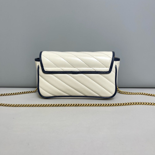 Gucci Matelasse Super Mini GG Marmont Calfskin White Blue