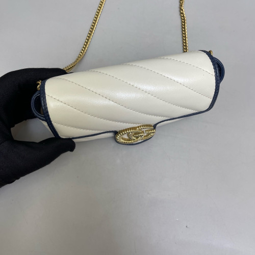 Gucci Matelasse Super Mini GG Marmont Calfskin White Blue