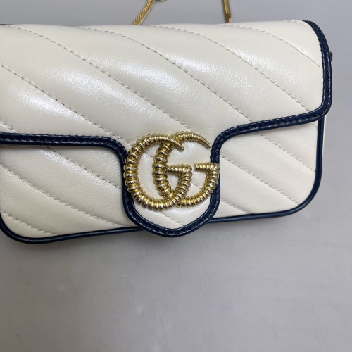 Gucci Matelasse Super Mini GG Marmont Calfskin White Blue