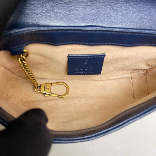 Gucci Matelasse Super Mini GG Marmont Calfskin White Blue