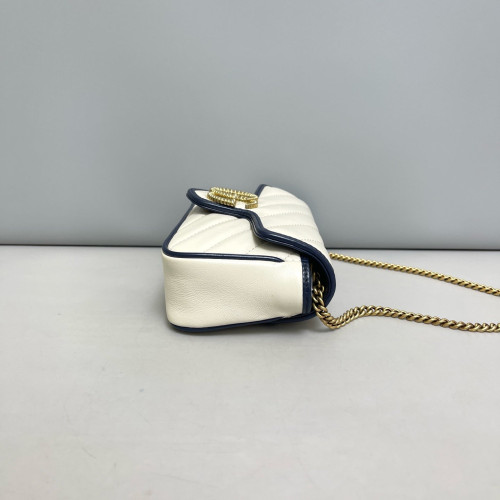 Gucci Matelasse Super Mini GG Marmont Calfskin White Blue