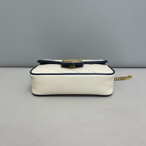 Gucci Matelasse Super Mini GG Marmont Calfskin White Blue