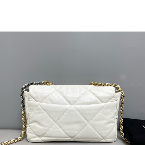 Chanel Quilted Medium 19 Flap Lambskin White