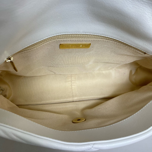 Chanel Quilted Medium 19 Flap Lambskin White