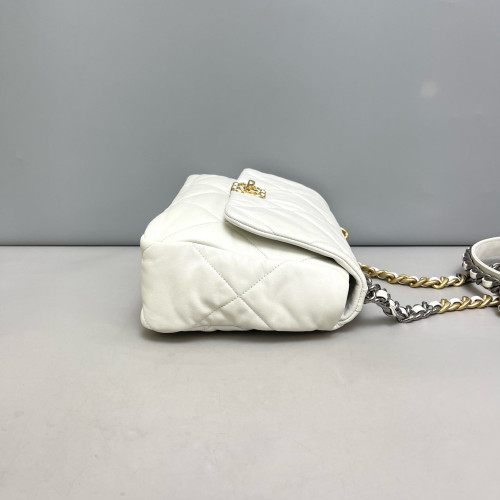 Chanel Quilted Medium 19 Flap Lambskin White