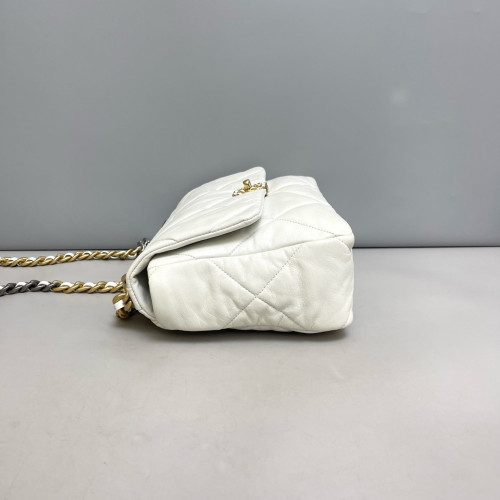 Chanel Quilted Medium 19 Flap Lambskin White