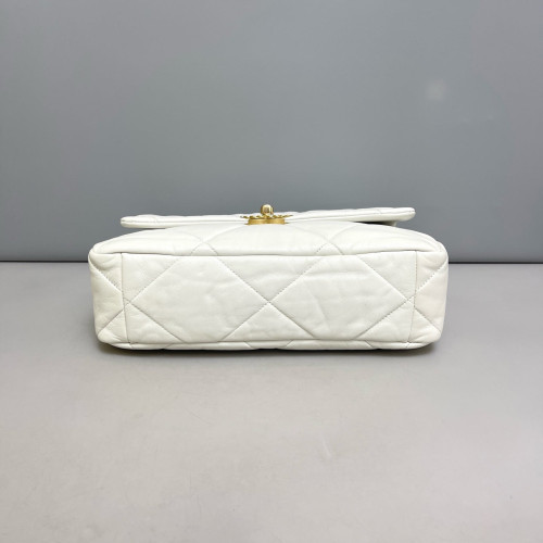 Chanel Quilted Medium 19 Flap Lambskin White