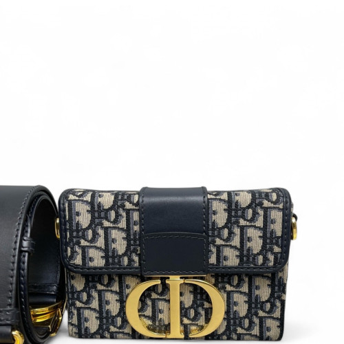 Dior 30 Montaigne Mini Box Bag Oblique Black Beige Navy