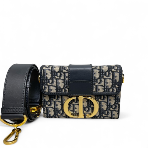 Dior 30 Montaigne Mini Box Bag Oblique Black Beige Navy
