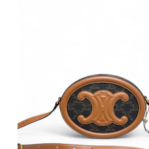 Celine Regular Triomphe Oval Crossbody Bag Triomphe Tan Brown