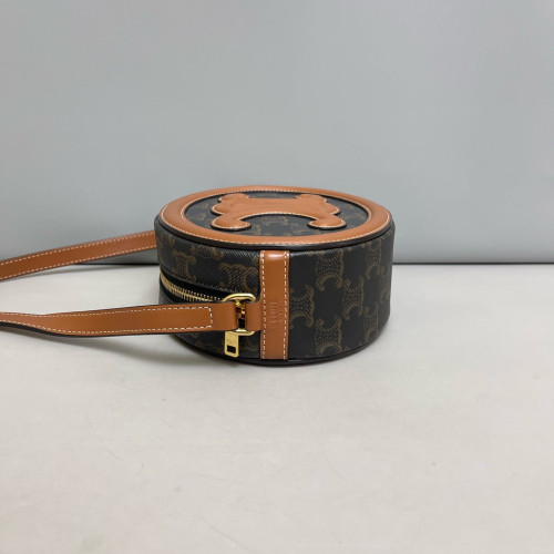 Celine Regular Triomphe Oval Crossbody Bag Triomphe Tan Brown