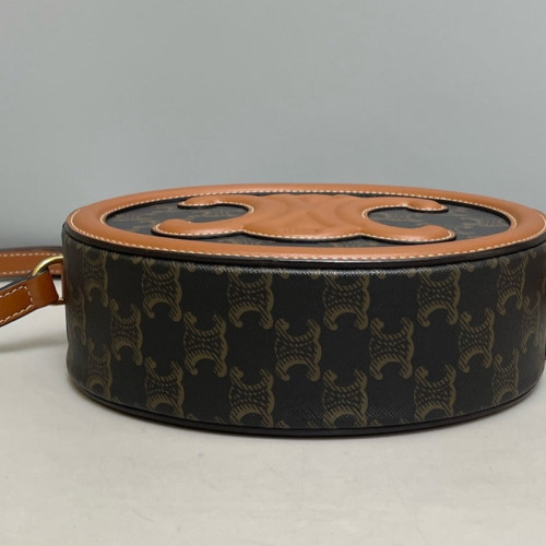 Celine Regular Triomphe Oval Crossbody Bag Triomphe Tan Brown