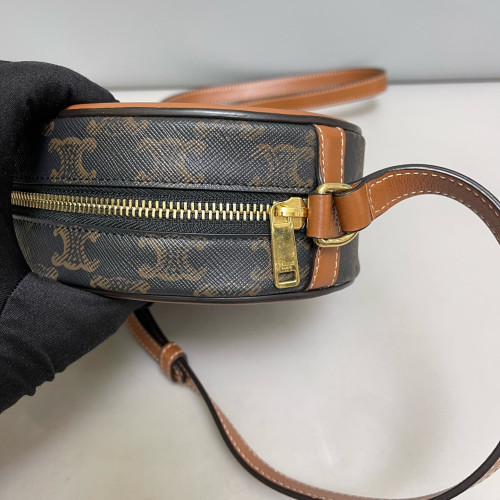Celine Regular Triomphe Oval Crossbody Bag Triomphe Tan Brown