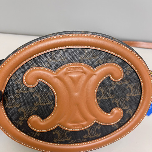 Celine Regular Triomphe Oval Crossbody Bag Triomphe Tan Brown