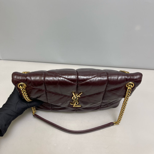 Yves Saint Laurent Medium Loulou Chain Calfskin Burgundy