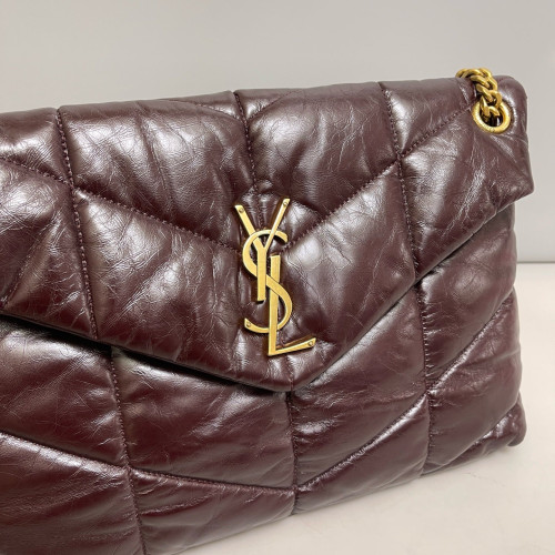 Yves Saint Laurent Medium Loulou Chain Calfskin Burgundy