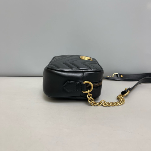Gucci Matelasse Mini GG Marmont Chain Shoulder Bag Calfskin Black