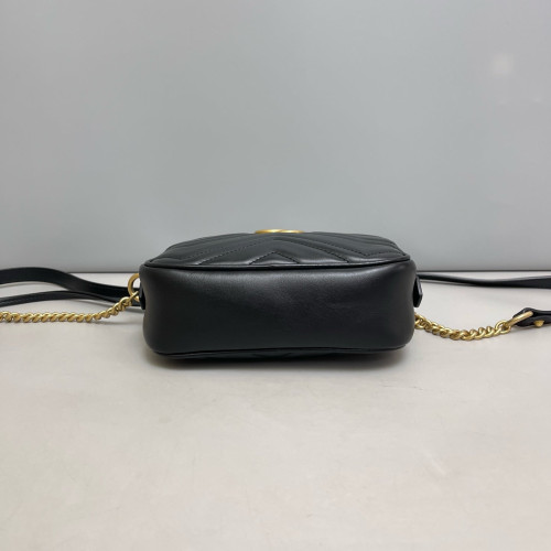 Gucci Matelasse Mini GG Marmont Chain Shoulder Bag Calfskin Black