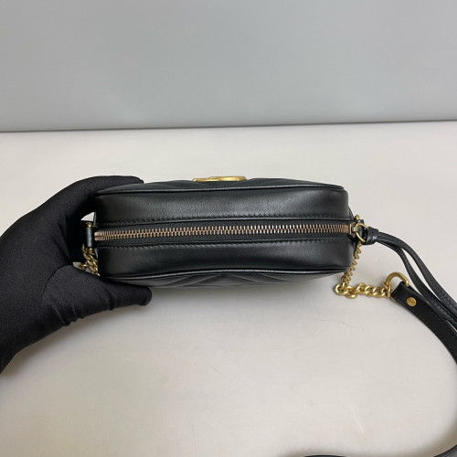 Gucci Matelasse Mini GG Marmont Chain Shoulder Bag Calfskin Black