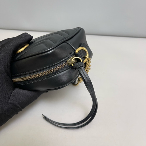 Gucci Matelasse Mini GG Marmont Chain Shoulder Bag Calfskin Black