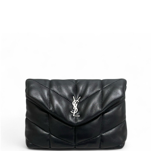 Yves Saint Laurent Loulou Puffer Clutch Lambskin Black