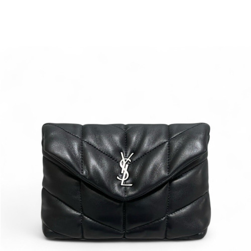 Yves Saint Laurent Loulou Puffer Clutch Lambskin Black