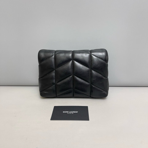 Yves Saint Laurent Loulou Puffer Clutch Lambskin Black