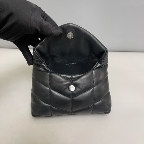 Yves Saint Laurent Loulou Puffer Clutch Lambskin Black