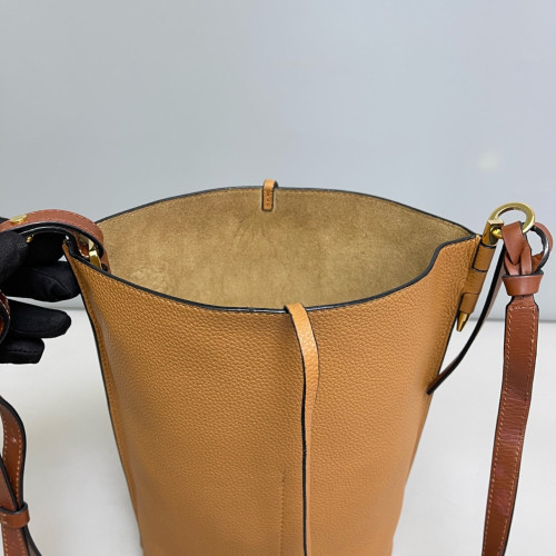 Loewe Medium Gate Bucket Bag Grained Calfskin Tan