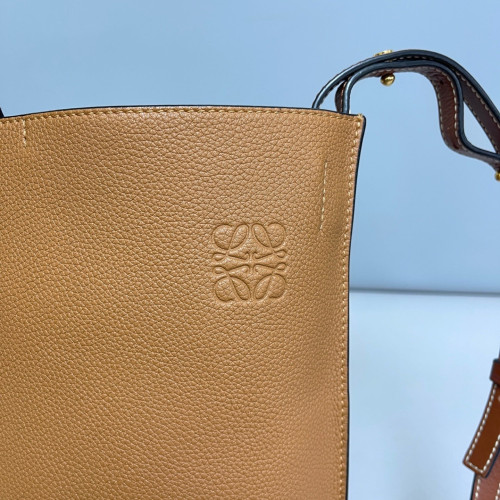 Loewe Medium Gate Bucket Bag Grained Calfskin Tan