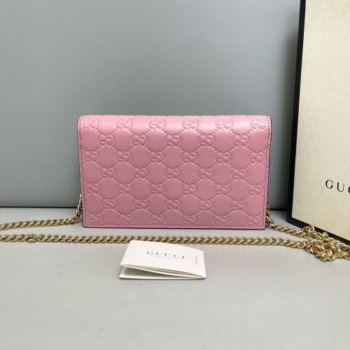 Gucci Interlocking G Chain Wallet Guccissima Pink