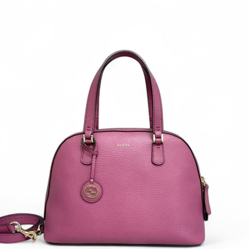 Gucci Medium Gg Charm Dome Grained Calfskin Purple Gucci Medium Gg Charm Dome Grained Calfskin Purple