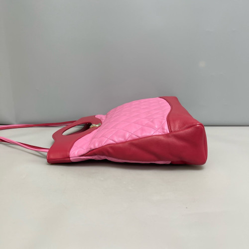 Chanel Quilted Large 31 Shopping Bag Calfskin Pink Red
