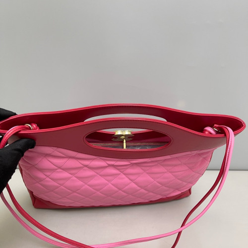Chanel Quilted Large 31 Shopping Bag Calfskin Pink Red