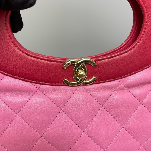 Chanel Quilted Large 31 Shopping Bag Calfskin Pink Red