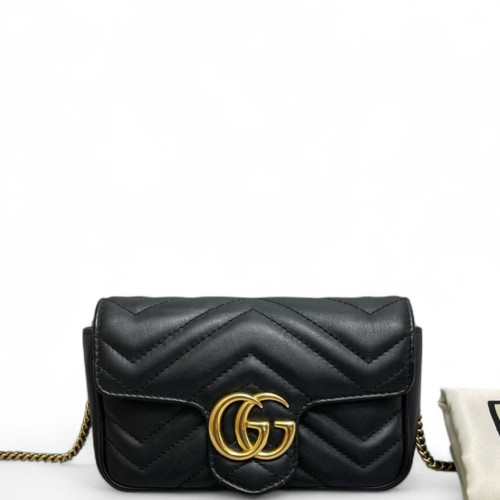 Gucci Matelasse Super Mini GG Marmont Calfskin Black