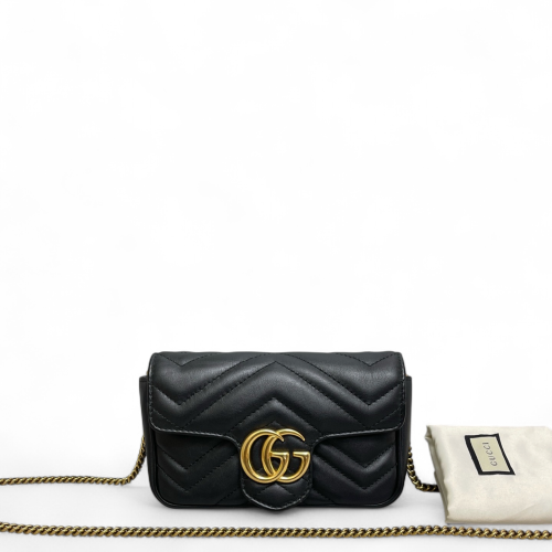 Gucci Matelasse Super Mini GG Marmont Calfskin Black